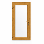 PVC ieejas durvis, Zelta ozols/Balts, 3 stikli, 9 numurs