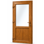 PVC ieejas durvis, Zelta ozols/Zelta ozols – 2 stikli, 1 numurs